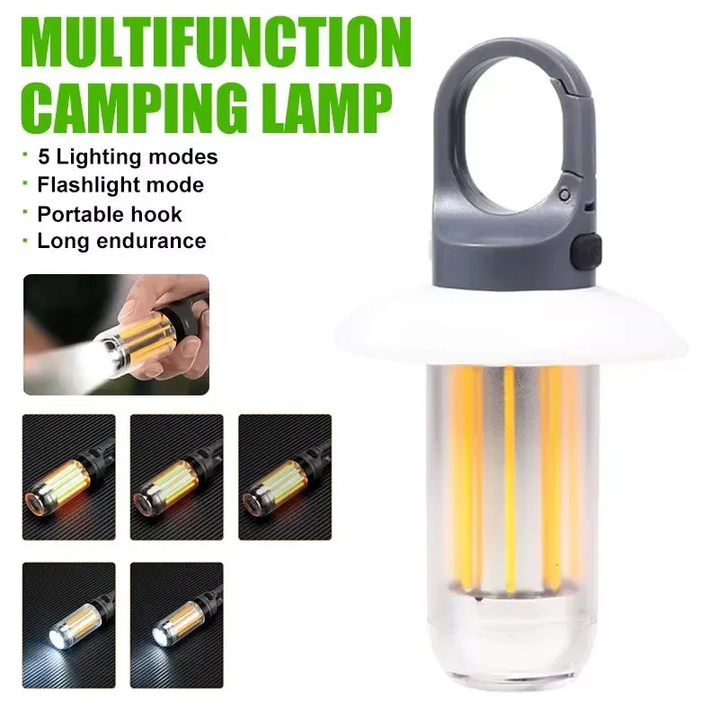 Portable 10W COB+LED Outdoor Lantern - 1800mAh USB Rechargeable Camping Light for Hiking, Fishing & Night Adventures