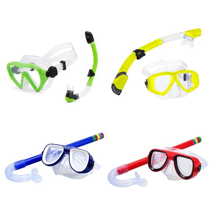 Kids Anti-Fog Diving Mask Set with Breathing Tube - Shockproof Underwater Swimming Goggles with Adjustable Band for Snorkeling