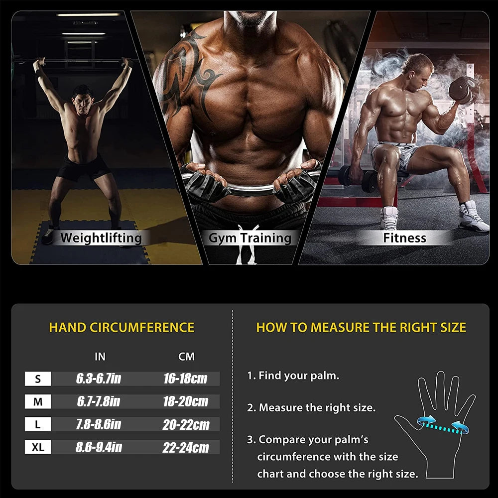 Half-Finger Workout Gloves with Wrist Support - Weight Lifting & Gym Training