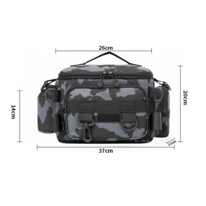 Portable Fishing Tackle Shoulder Bag - Multi-Purpose Storage with Rod Holder for Outdoor Sports & Fly Fishing
