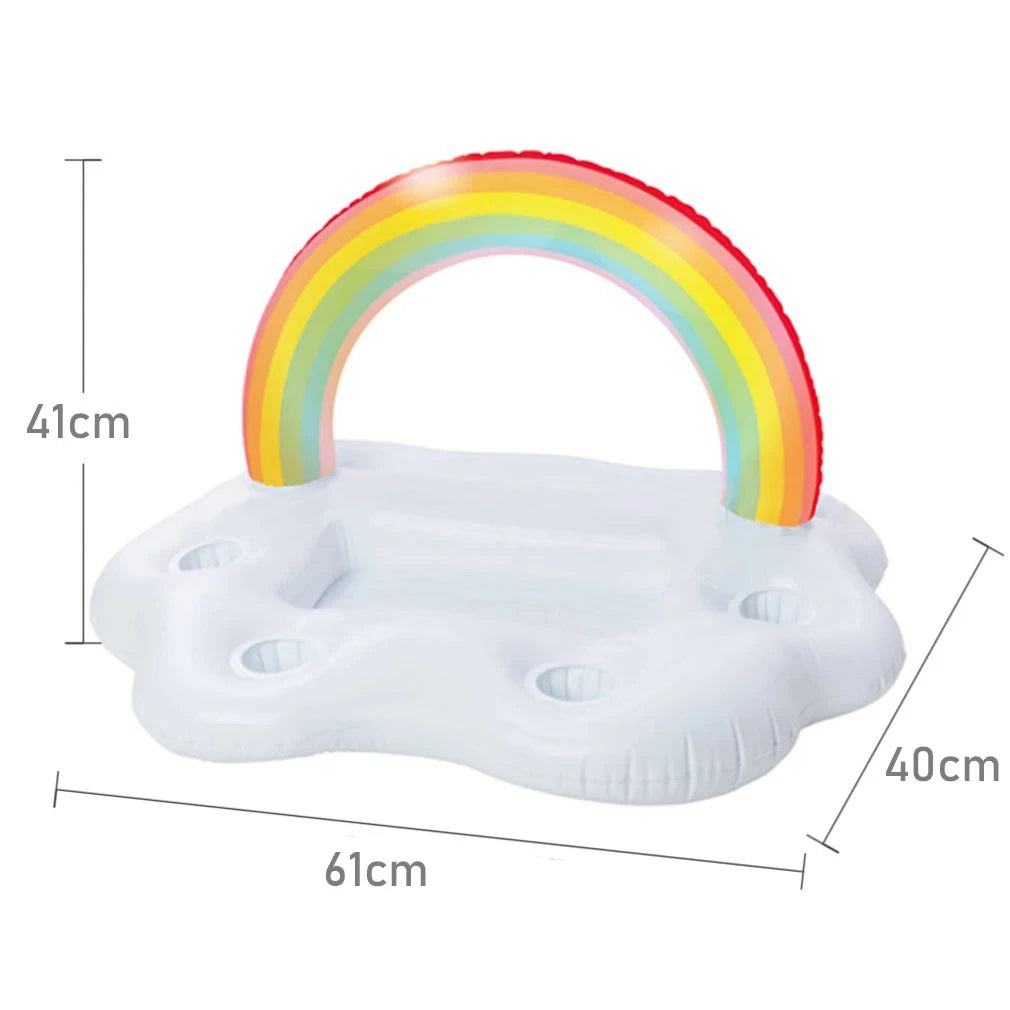 Swimming Pool Floating Table Summer Party Water Bucket Rainbow Cloud Cup Holder Swimming Pool Inflatable Bed Beer Ice Bucket