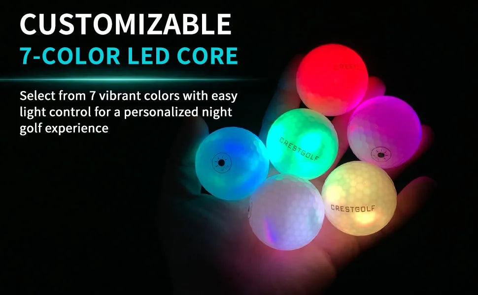 Light-Activated LED Golf Balls – 6-Color Glow Set with Storage Bag