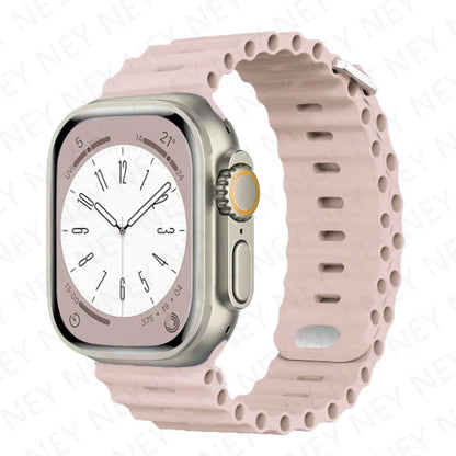 Ocean Strap Silicone Band for Apple Watch - Compatible with Ultra 2, Series 9/8/7/6/5/4/3/SE - All Sizes (49mm, 45mm, 44mm, 42mm, 41mm, 40mm) - Premium Silicone Bracelet Wristband