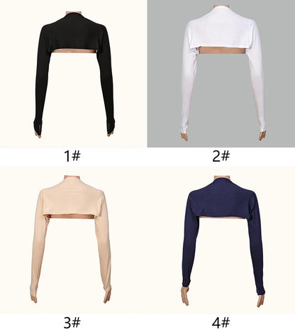 Muslim Jersey Arm Warmers - Cotton Modal Solid Color Oversleeve with Shoulder Coverage and Sun Protection