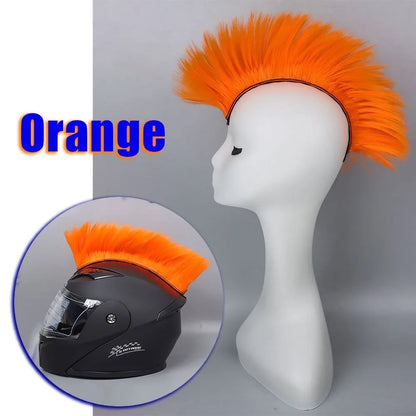 Universal Synthetic Mohawk Hair Sticker - Reusable Motorcycle & Bicycle Helmet Accessory for Outdoor Racing