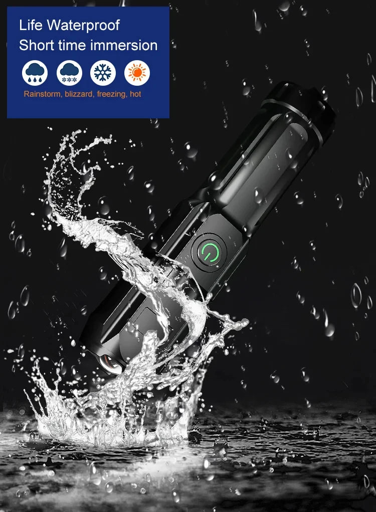 LED Camping Torch Flashlight - High Power Rechargeable USB Spotlight