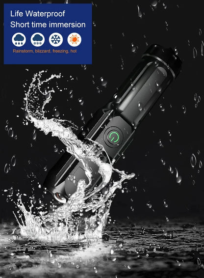 LED Camping Torch Flashlight - High Power Rechargeable USB Spotlight