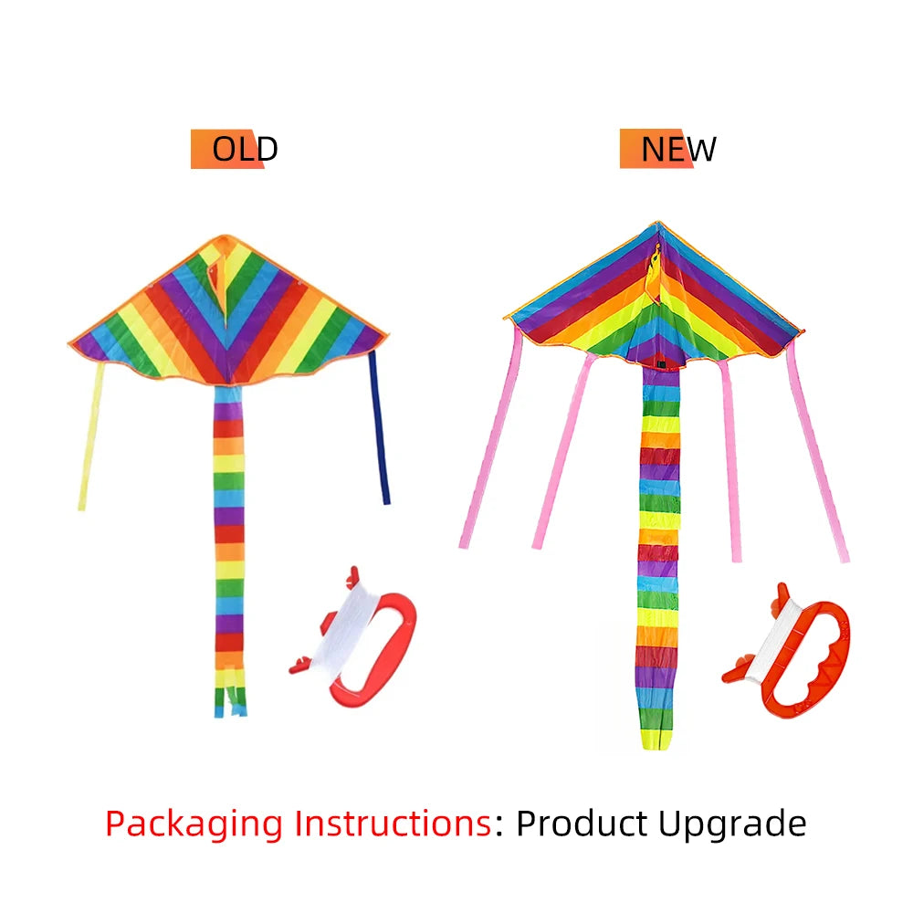 Rainbow Kite with Long Tail - Easy Flying Design with 30m Line for Kids and Outdoor Fun