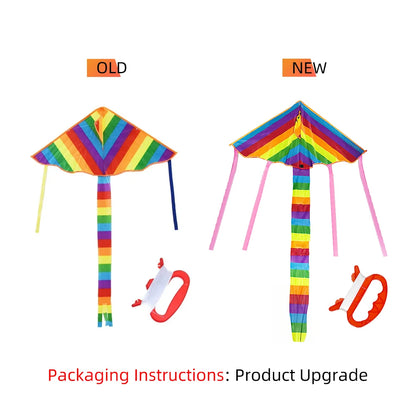 Rainbow Kite with Long Tail - Easy Flying Design with 30m Line for Kids and Outdoor Fun