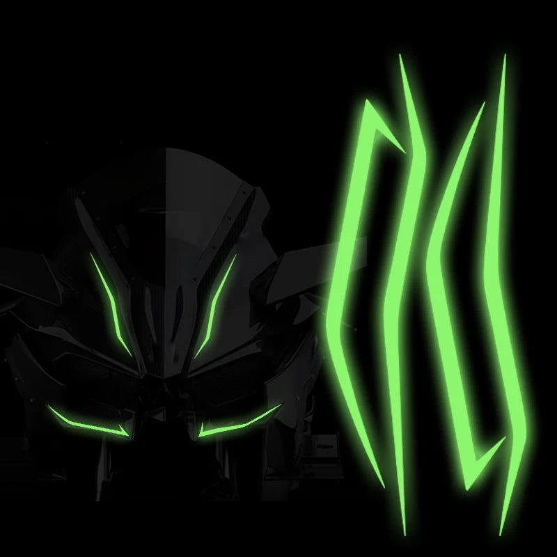 Glow-in-the-Dark Vinyl Decal Stickers for Kawasaki Ninja 400, H2, H2SX - Windscreen, Fairing, Headlight & Helmet