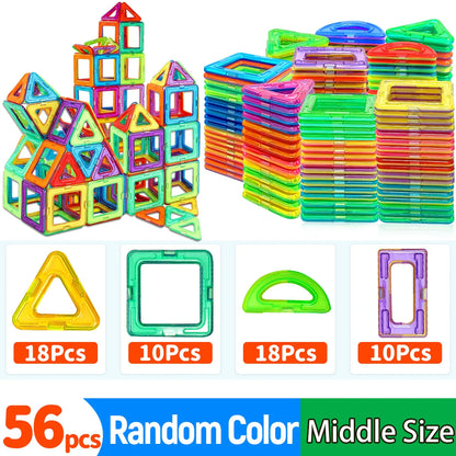 Magnetic Building Blocks Set - Medium Size 60-Piece STEM Construction Toy, Educational DIY Magnet Tiles for Learning & Creative Play