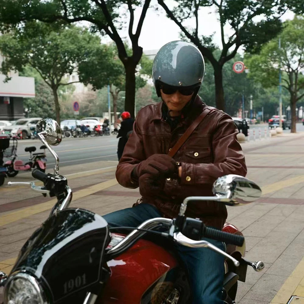 Vintage 500TX Open Face Motorcycle Helmet - Retro 3/4 Jet Style Scooter Helmet (Japanese/Korean Design)