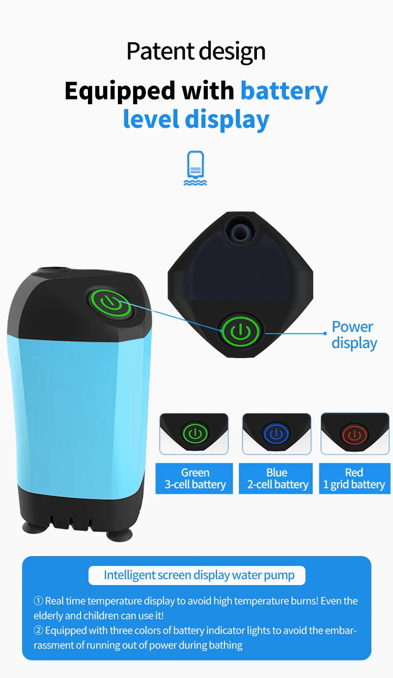 Portable Rechargeable Electric Shower Pump 2026 – USB Powered Waterproof for Outdoor Camping Beach Hiking Pet Bath Car Wash