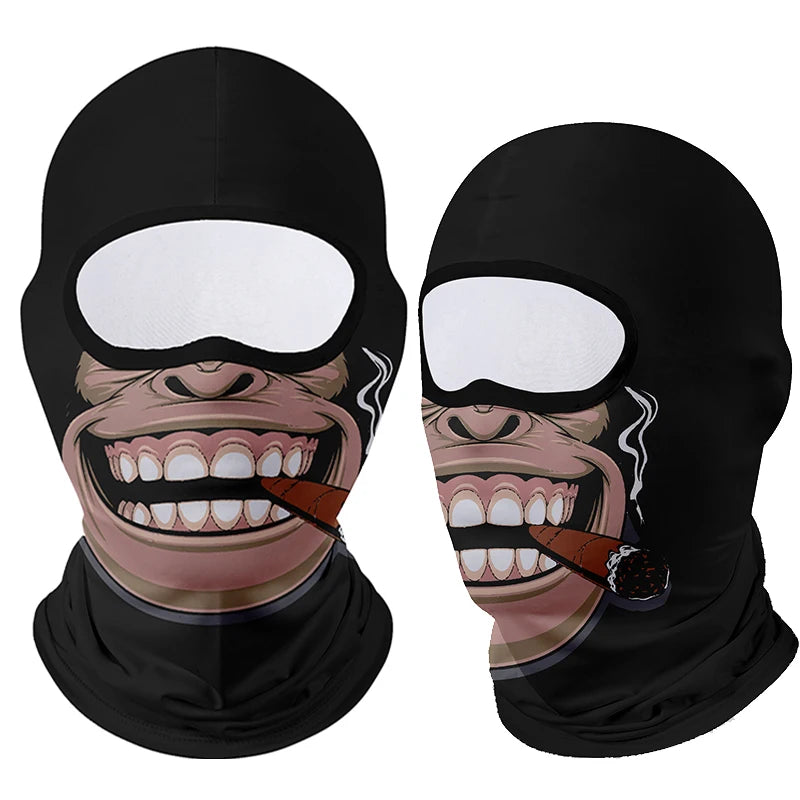 Full Face Balaclava Mask - Breathable Windproof UV Sun Protection - Moto Skull Ghost Clown Design for Summer Spring