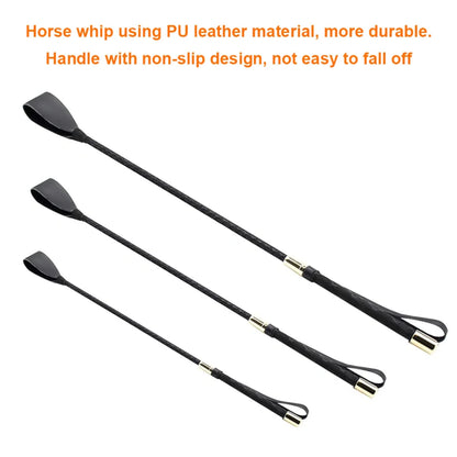 Equestrian Training Whip - 45/54cm PU Leather Riding Crop with Anti-Slip Grip for Beginners, Outdoor Racing & Performance