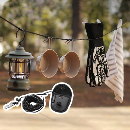 Windproof Elastic Travel Clothesline 3M with 12 Clips - Portable Stretch Laundry Line for Camping, Hotel, Trip & Cruise