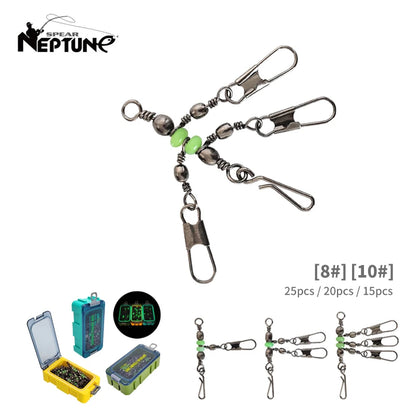 Premium Fishing Swivel Connector Set - Size 8# 10# with Bearing Rolling Swivel & Interlock Snap