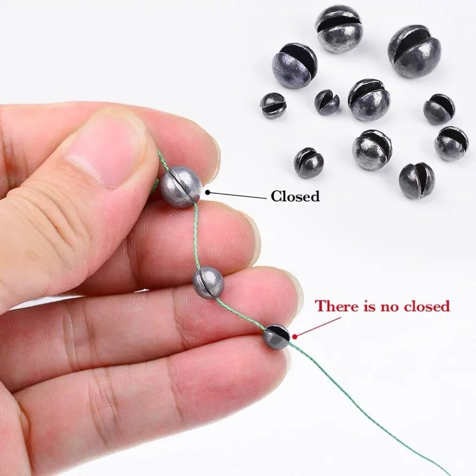 Round Split Shot Fishing Sinkers - 100g Box of 205pcs - Removable Weights for Jig Rigs