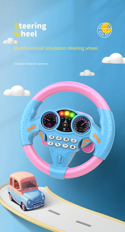 Kids Interactive Steering Wheel Toy - Educational Stroller Copilot with Sound Effects