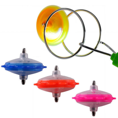 Magnetic LED Spinning Top - Hand-Cranked Luminous Gyroscope Toy with Colorful Orbit Lights for Kids