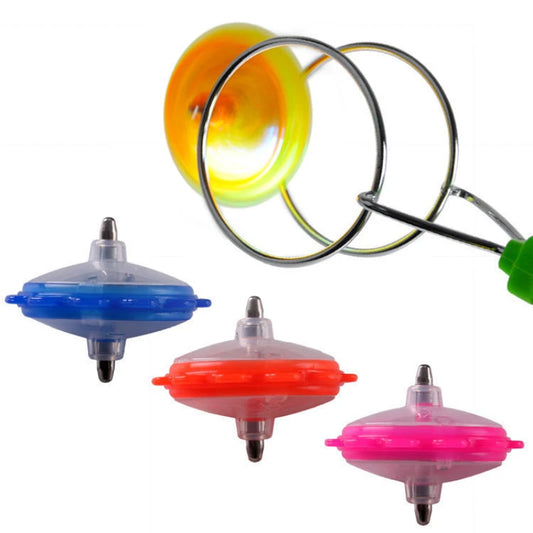 Magnetic LED Spinning Top - Hand-Cranked Luminous Gyroscope Toy with Colorful Orbit Lights for Kids