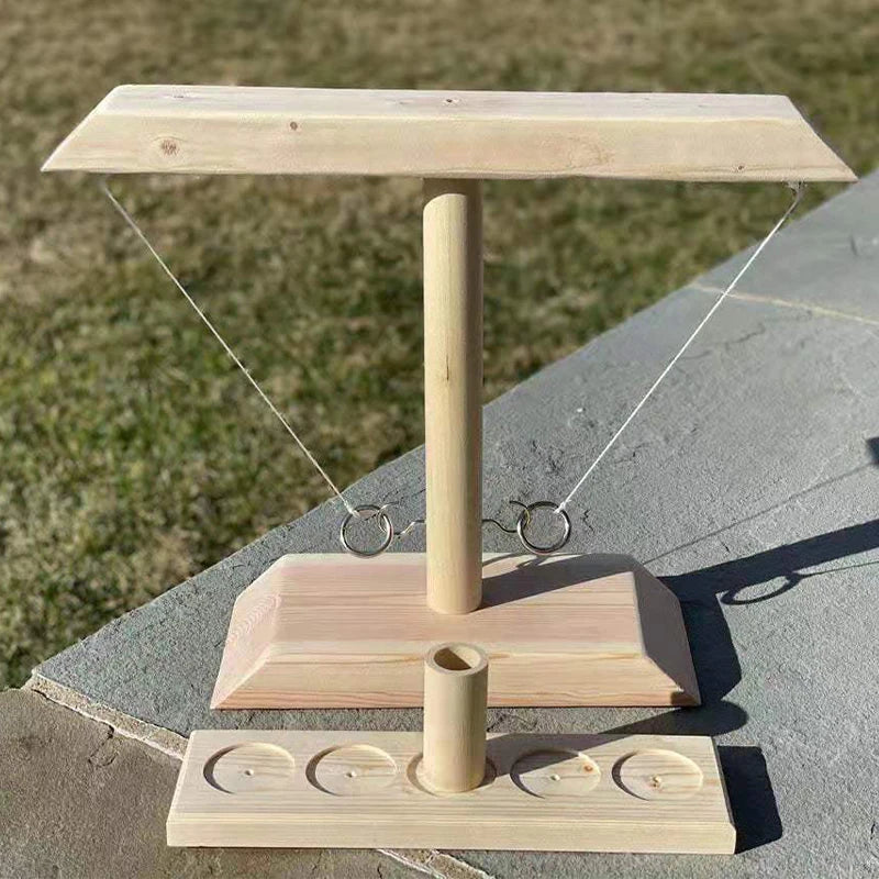 Wooden Ring Toss Game - Family Party Drinking Game for Kids & Adults - Indoor Outdoor Bar Shot Board