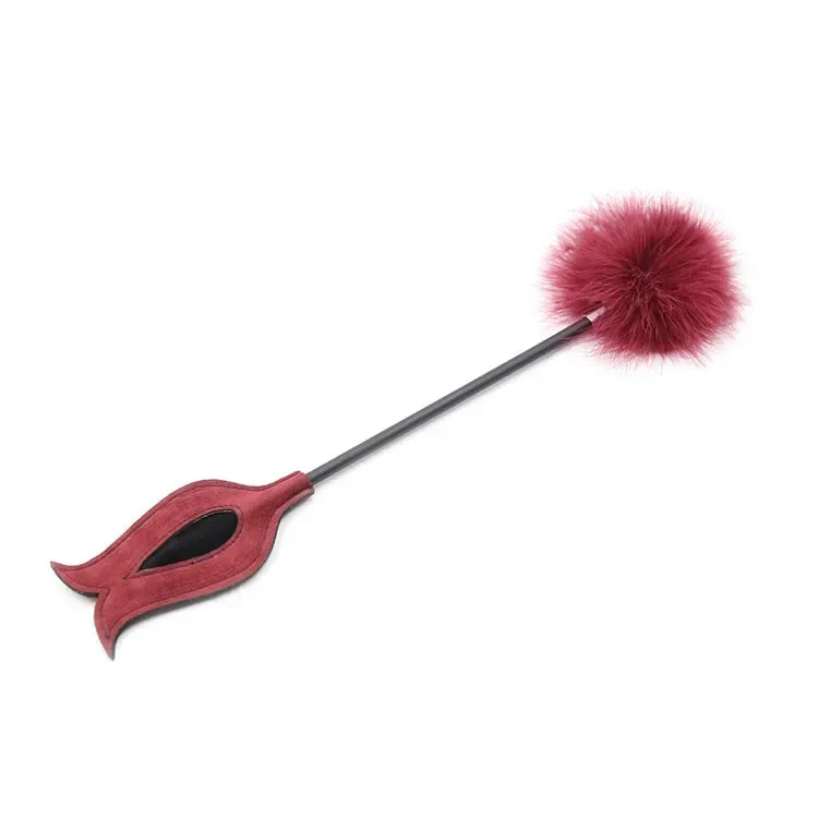 Red Leather Horse Riding Crop - Professional Equestrian Training Whip