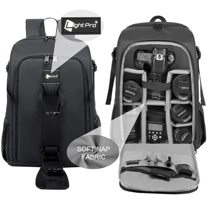 Large Capacity Camera Backpack - Waterproof DSLR Bag with Tripod Holder & Rain Cover