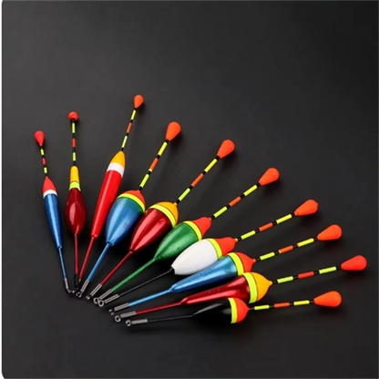 Professional Fishing Float Set - 10 Piece Mixed Size & Color Foam Bobber Collection for Angling Gear & Tackle Accessories