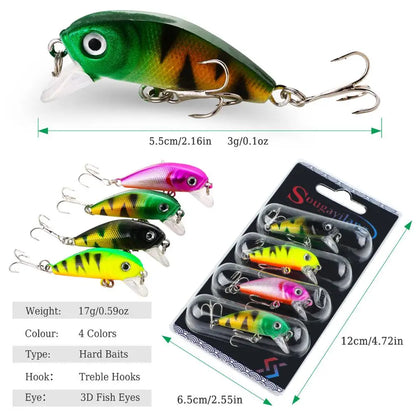 Fishing Bait Set 4PCS Wobbler Anti-Corrosion Hook Bass Lure for Sea Carp Fishing Tackles