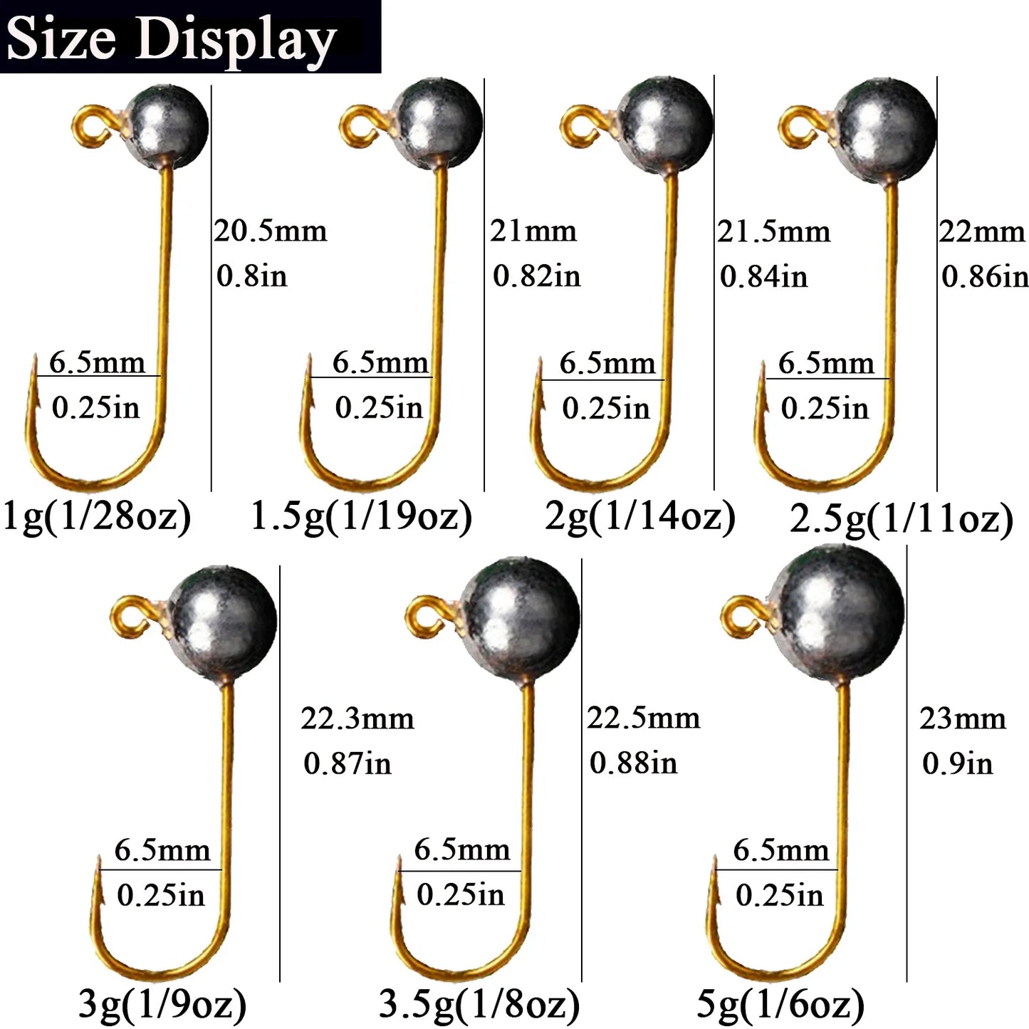 Mini Jig Head Fishing Hooks Set - 10 Pieces, 1g-5g Weight Range, Ice Fishing Tackle with Soft Lure Compatibility