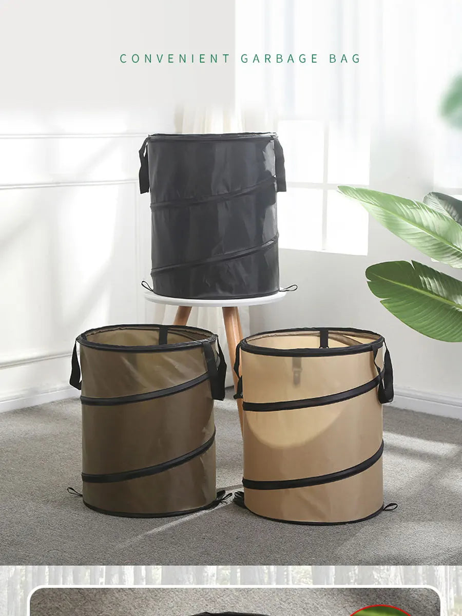 Portable Pop-Up Camping Trash Can - Collapsible Outdoor Garbage Container for Garden & Camping