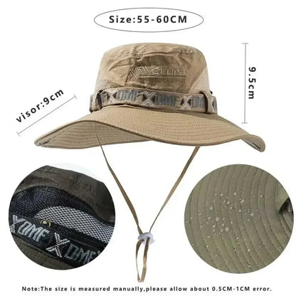 Men's UV Protection Wide Brim Bucket Hat - Outdoor Safari Hiking Mesh Fisherman Cap
