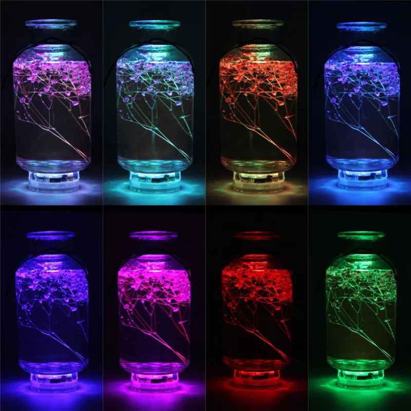 RGB LED Underwater Light - 10 LED Battery Powered Submersible Night Lamp for Swimming Pools, Gardens, Weddings & Party Decorations