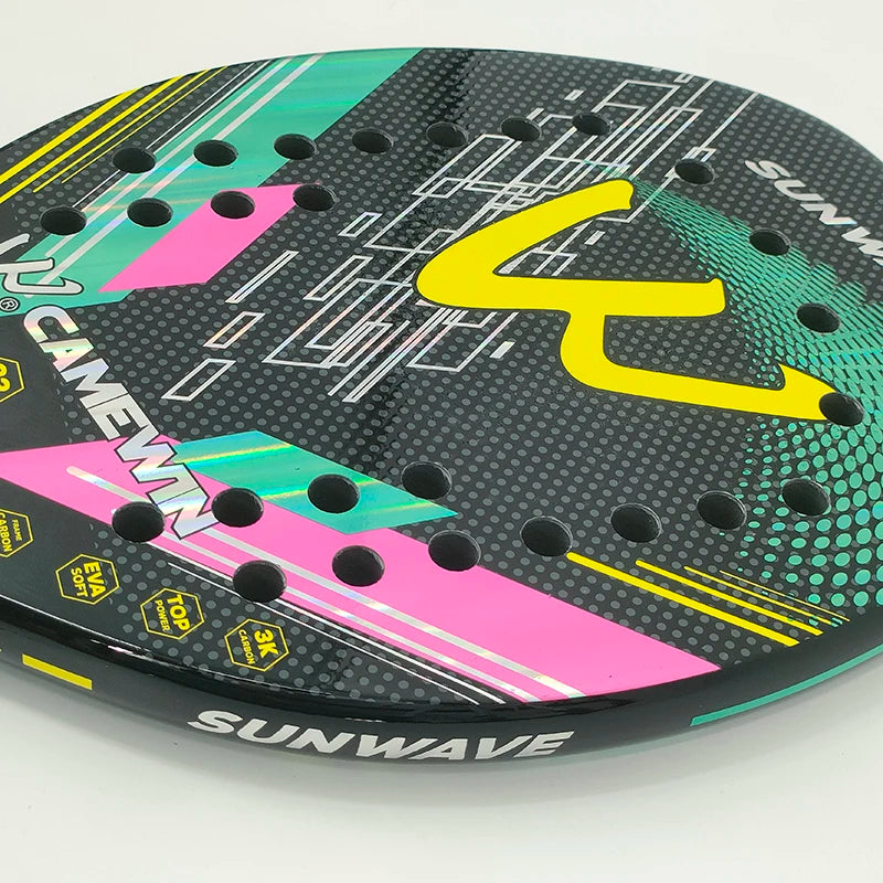 3K Carbon Fiber Beach Tennis Racket - Full Carbon Rough Surface for Men & Women - Complete Set