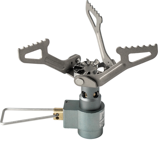 Ultra-Lightweight Titanium Mini Camping Gas Burner - 25g Portable Pocket Stove - Outdoor Hiking Folding Cooking Furnace