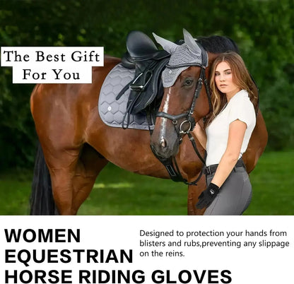 Women's Equestrian Riding Gloves - Breathable Mesh, Lightweight, Comfortable Grip, All-Weather Color Pack