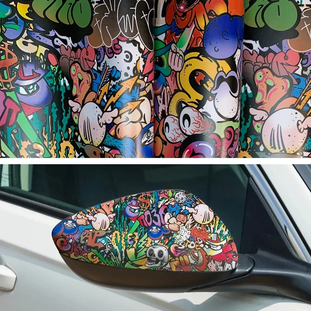 Waterproof PVC Graffiti Vinyl Wrap Film - Cartoon Camouflage Decal Sticker for Cars, Bicycles, Skateboards & Auto Accessories