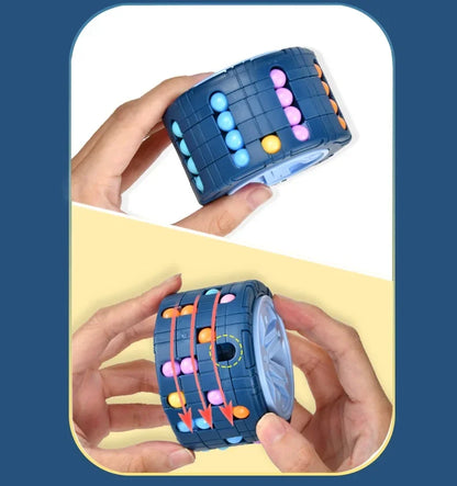 3D Rotating Cube Puzzle Toy - Magical Bean Gyro Slide Game for Stress Relief & Montessori Learning