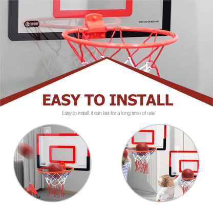 Kids Indoor Basketball Hoop Set - Foldable Over-Door Mini Basketball Game