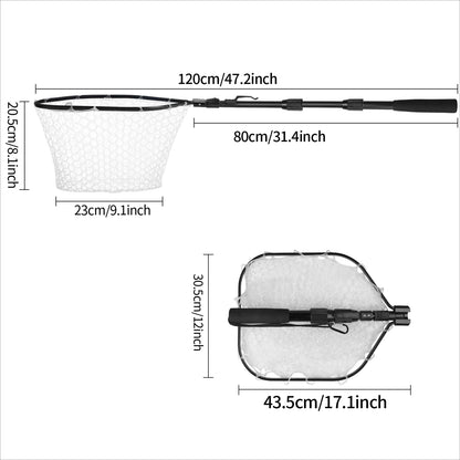 Professional Telescoping Fishing Landing Net - Aluminum Alloy Construction - Extends 55cm to 190cm with Folding Mesh Design