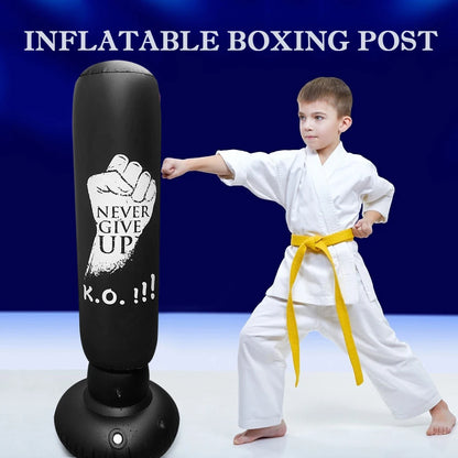 Inflatable PVC Punching Bag - Kids & Adult Fitness Training Boxing Column with Pressure Base