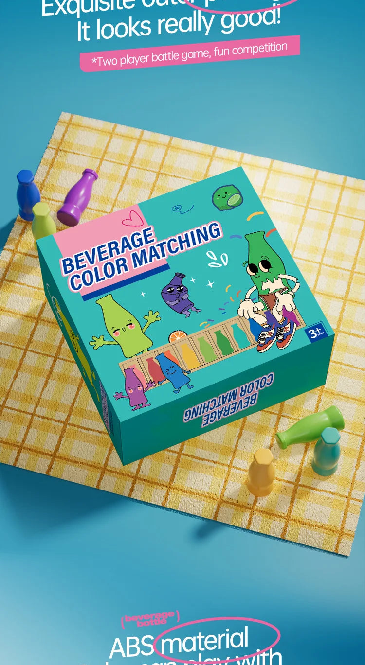 Children's Beverage Color Matching Memory Game - Interactive Board Puzzle Toy