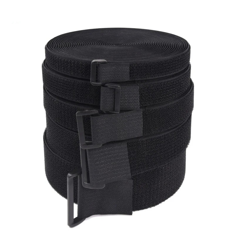 2M Cut-to-Length Reusable Nylon Cable Organizer Strap - Self-Adhesive Hook and Loop Fastening Tape with Buckle for Storage and Securing