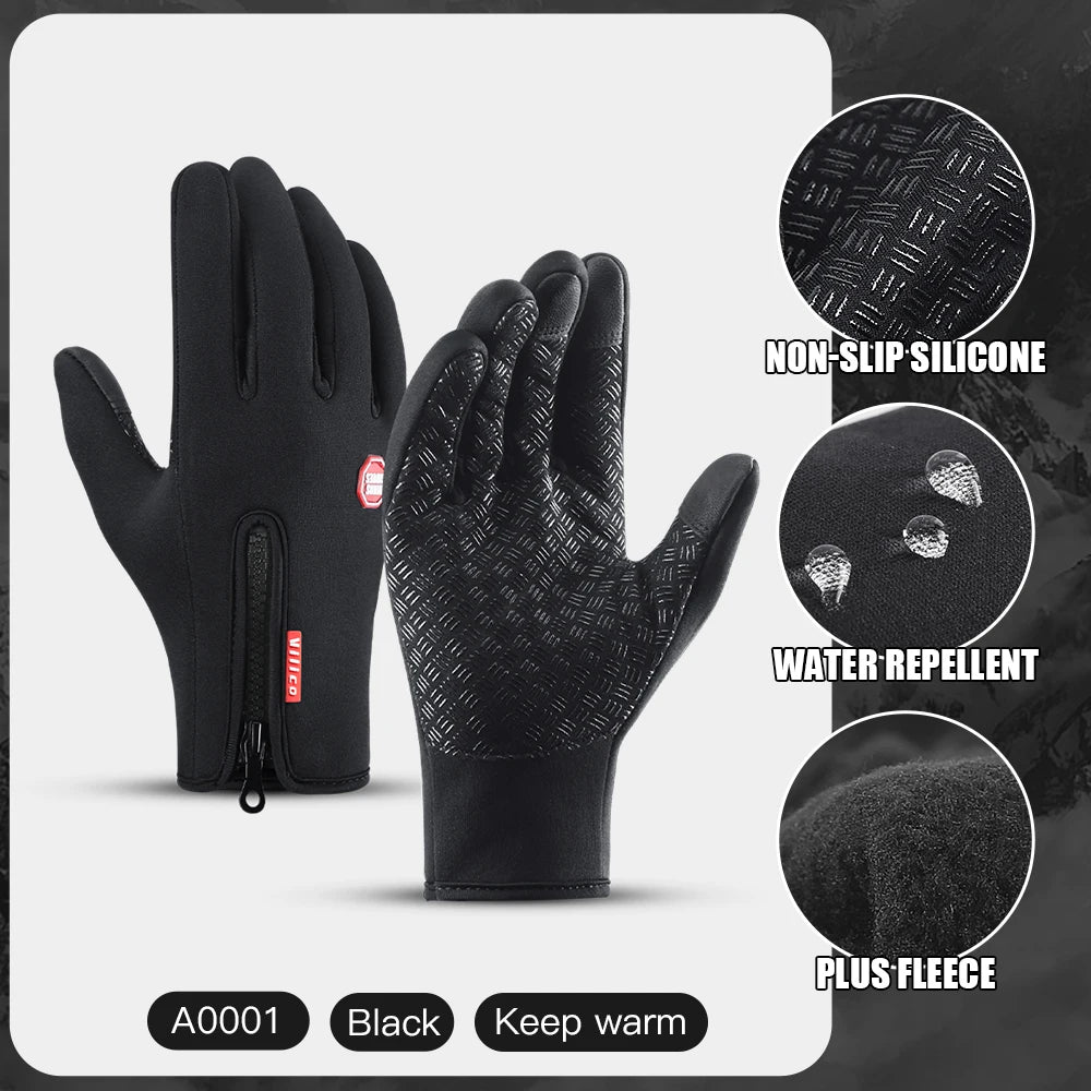 Winter Cycling Gloves - Windproof Cold Proof Full Finger Outdoor Waterproof Bicycle Motorcycle Riding Mitten