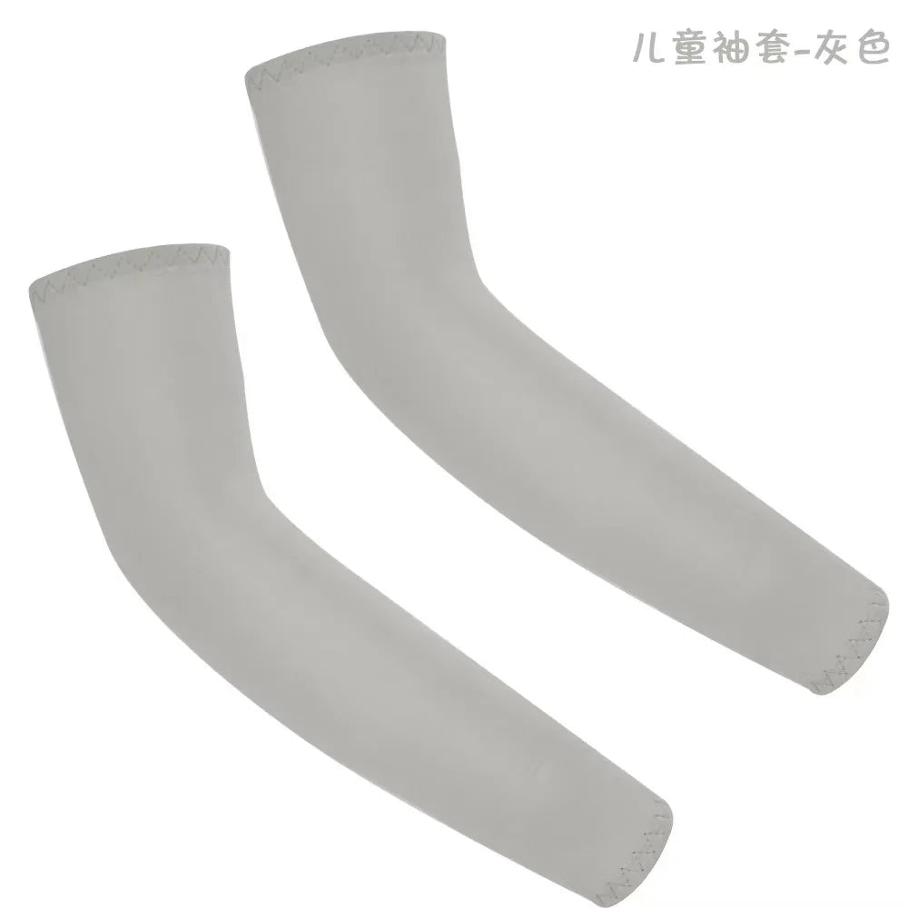 Kids UV Protection Arm Sleeves - Ice Silk Cooling Compression Sleeves for Boys & Girls Outdoor Sports (1 Pair)