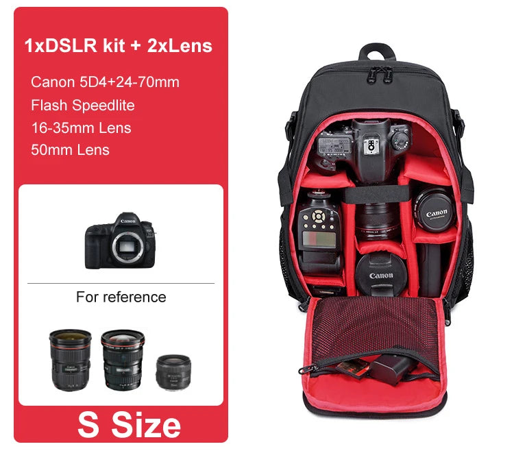 Large Capacity Camera Backpack - Waterproof DSLR Bag with Tripod Holder & Rain Cover