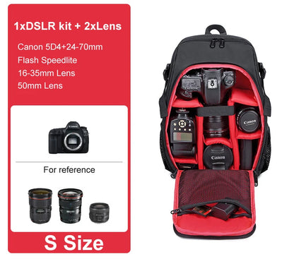 Large Capacity Camera Backpack - Waterproof DSLR Bag with Tripod Holder & Rain Cover