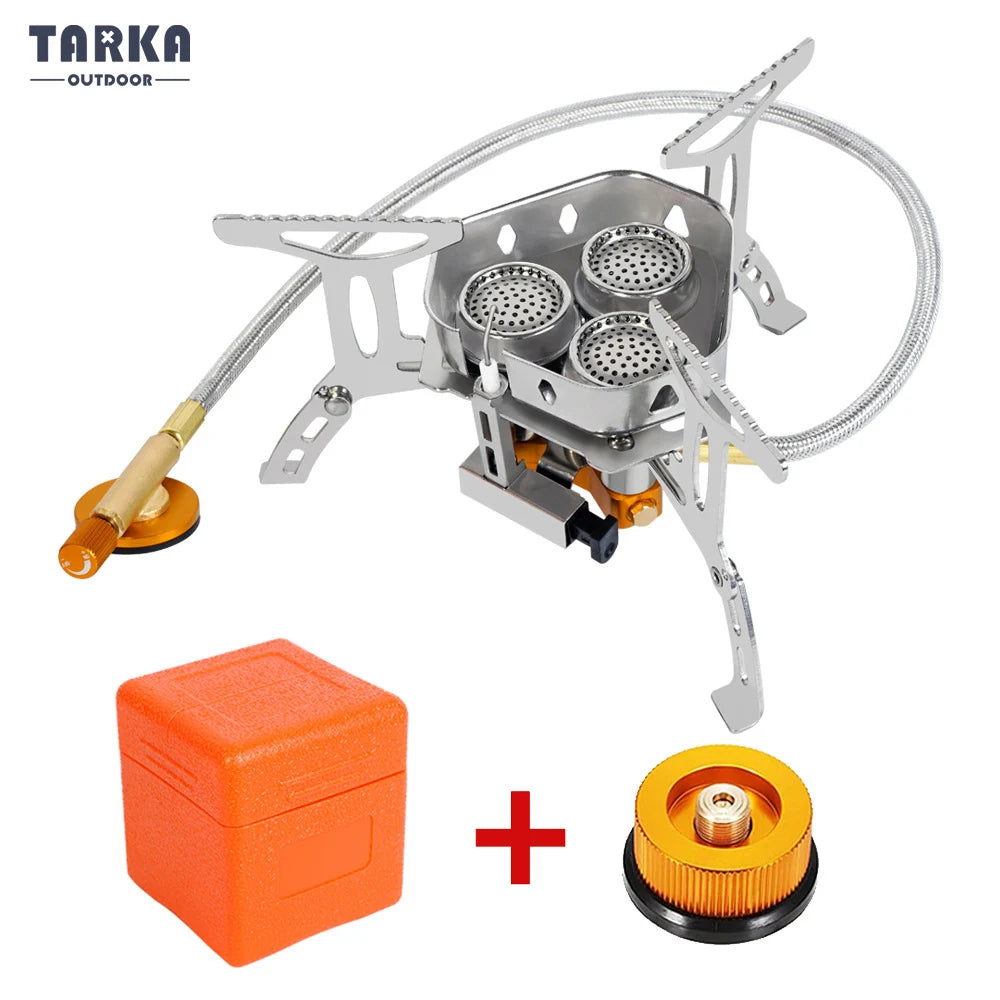 Professional 3-Head Gas Stove - 5800W Folding Camping Burner - Portable Backpacking Furnace for Outdoor Hiking, Picnic & BBQ