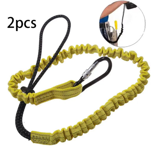 Anti-Fall Safety Lanyard with Carabiner Hook - Bungee Tether Tool Rope for Climbing, Aerial Work & Working at Heights Accessories